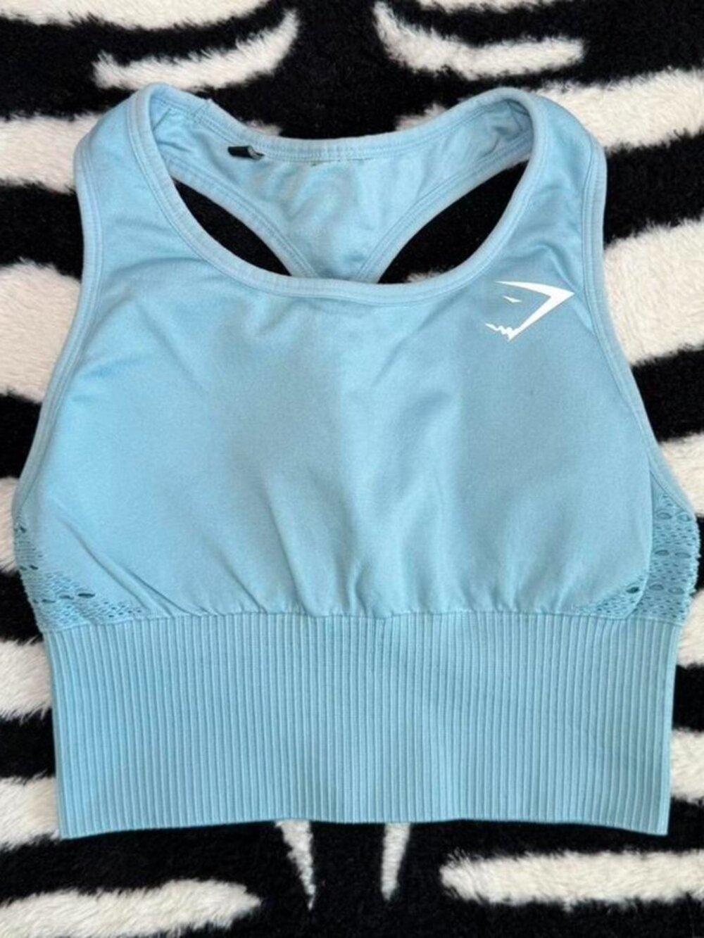 Gymshark Energy Seamless Workout Crop Vest Top - Sky Blue (XS)